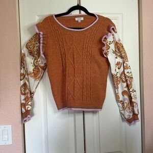Fate Vibrant Rust Knit Sweater Vest with attached Shirt size S